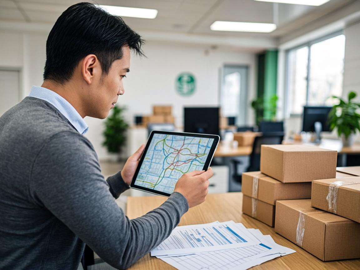 Coordinador asignando rutas de entrega en una tablet